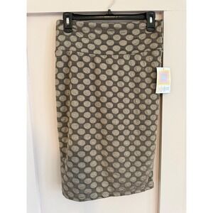 LuLaRoe Cassie Pencil Skirt Small Bronze Black Polka Dot Metallic Textured NWT